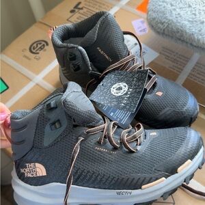 The North Face Charcoal and Coral Hiking Boots